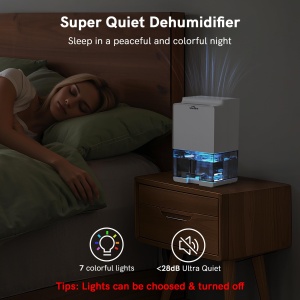 Dezumidificator, dezumidificator electric de 1000 ml cu oprire ultra-silentioasa si automata, mini dezumidificator portabil de camera, dezumidificator pentru dormitor, baie, dulap, camera pentru copii - Img 5