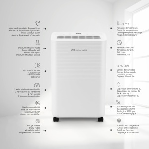 Dezumidificator Ufesa Wellness Dry 2000 280W 12L24h Silentios Functie Uscare Rufe Pana la 40m2 - Img 2