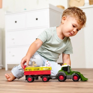 Dickie Toys ABC Farm Tractor Fendti de la 1 an (30 cm) - Tractor Fendt cu transportor de animale colorat si vaca, vehicul de jucarie cu lumina si sunet pentru a promova abilitatile motorii pentru copiii mici - Img 5