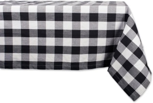 DII Buffalo Check Collection Fata de masa clasica cu motiv de ferma, Bumbac, Negru/Alb, Fata de masa, 60x84