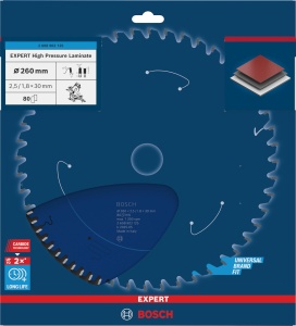 Disc Saw Bosch EXPERT pentru Placi Laminat HPL, 260 mm, T80 - Img 2