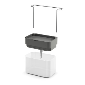 Dispenser de sapun Metaltex, gri, 17x12x22 cm, cu suport pentru burete - Img 6