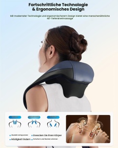 Dispozitiv de Masaj pentru Gat COMFIER 2026, Kabellos, 4D Shiatsu, Graphen - Img 4