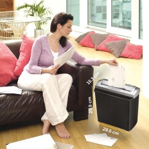 Distrugator documente Fellowes FS-5S 5 coli taiere fasii compact 11L negru - Img 7