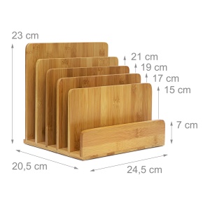 Documentehalter Bambus Relaxdays, 5 Facher, 23 x 24,5 x 20,5 cm, Natur - Img 4