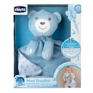 Doudou Maxi Chicco, jucarie din plus, 40x47cm, cu muzica clasica, albastru - Img 4