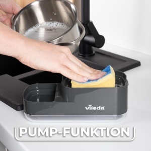 Dozator sapun lichid Vileda Pump cu suport burete, design 2-in-1, material rezistent - Img 3