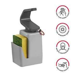 Dozator sapun Metaltex Soaptex 400 ml cu suport pentru burete si inel baza anti-alunecare - Img 6
