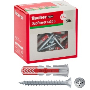 Dublu ancoraj Fischer Duopower cu surub, 30 mm, pentru zidarie si gips-carton