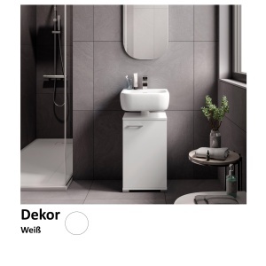 Dulap baie Fackelmann 40 cm, alb, design modern, cu picioare din plastic - Img 2
