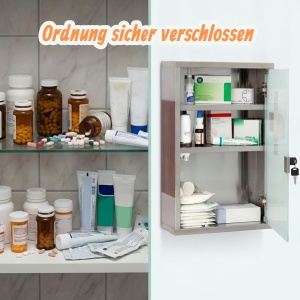 Dulap medical EMERGENCY din inox si sticla satinata, 3 compartimente, 45 x 30 x 12 cm - Img 5