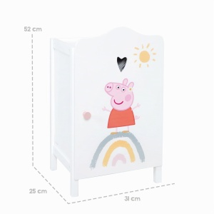 Dulap pentru papusi Peppa Pig, din lemn, 52x31x25 cm, alb - Img 5