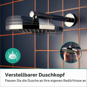 Dus cu cap de dus hansgrohe Activera S, 240 mm, EcoSmart, crom - Img 7