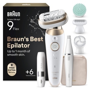 Epilator Braun Silkepil 9 Flex SkinSpa 9-681, Waterproof, Aurie