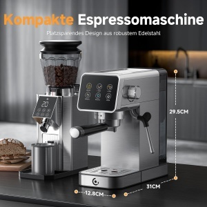 Espressor cafea AMZCHEF cu 20 Bar, 1350W, cu touchscreen LED si spumator de lapte - Img 7