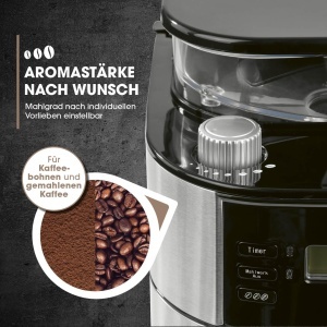 Espressor cafea Barista cu rasnita ajustabila, 10 cesti, inox - Img 3