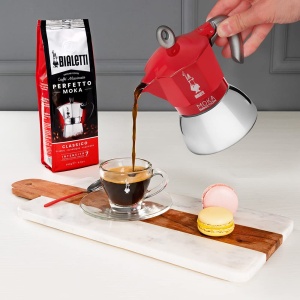 Espressor cafea Bialetti Moka Induction, 6 cesti, inox, rosu - Img 2