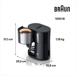 Espressor cafea Braun PurShine KF 1500 BK, 10 cesti, 1000W, negru - Img 5