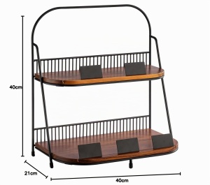 Etagere cu 2 niveluri APS, 35.5 x 21 cm, metal negru, 40 cm inaltime - Img 2