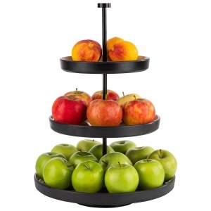Etajera 3 niveluri APS Frida, inox negru, 3 boluri melaminat, 202532 cm - Img 2