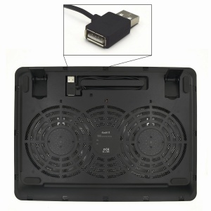 Ewent EW1256 Racitor pentru laptop 12-17 inch, 2 ventilatoare silentioase cu LED-uri albastre, tampon de racire, suport pentru cooler pentru notebook Covoras de racire, negru - Img 4
