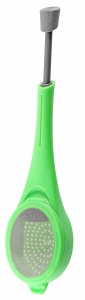 Fabrica de ceai Fackelmann cu storcator, strecuratoare de ceai din otel inoxidabil, infuzor de ceai pentru bere, amestecare si stoarcere (culoare: verde/gri), cantitate: 1 bucata