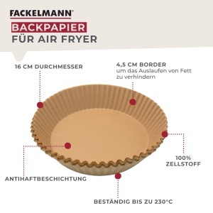 Fackelmann Hartie Air Fryer Rotunda 16x45 cm Antiaderenta Pachet 50 Bucati - Img 2