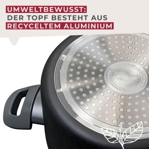 Fackelmann Kochtopf Statement 20cm Aluminiu Recycled Antiaderent Culoare Shadow Black - Img 6