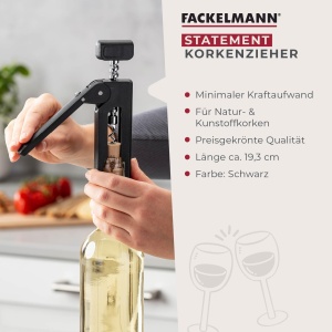 Fackelmann Korkenzieher Shadow Black Ergonomic Design Mecanism Inovator - Img 3