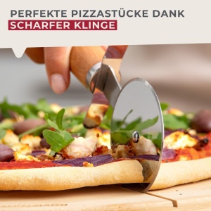 Fackelmann Pizzaschneider 21 cm Lama din otel inoxidabil Maner ergonomic din lemn de fag - Img 4