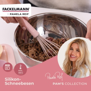 Fackelmann Schneebesen x Pamela Reif 26 cm Pastel Roz Silicon Platin Rezistent la Temperatura - Img 2