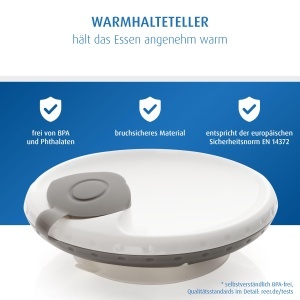 Farfurie pentru bebelusi reer cu suctiune, rutschfest, grialb, spulber, 19.5 x 18.7 cm - Img 3
