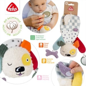 Fehn Activity-Hund Natur 044058 Jucarie interactiva pentru bebelusi din bumbac organic - Img 3