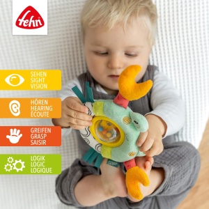 Fehn Drehballrassel Krabbe 043129 Jucarie Interactiva pentru Bebelusi si Copii 3 luni - Img 2