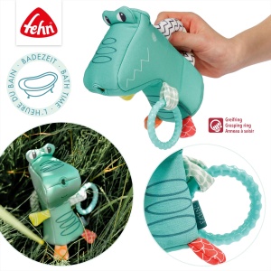 Fehn Giess-Krokodil 050073 Jucarie de baie pentru bebelusi si copii material impermeabil 16 cm - Img 4