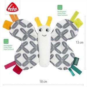 Fehn Knister-Schmetterling 043181 Jucarie pentru bebelusi cu efecte sonore si stimulare motorica - Img 5