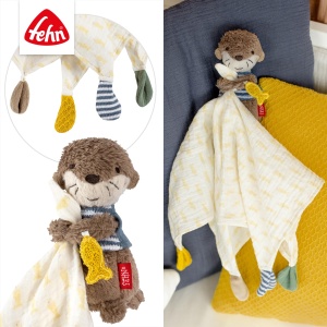Fehn Muslin Cuddly Blanket Otter - Ajutor pentru somn si plapuma pentru animale de plus cu panza de masusina de bumbac si figurina de joaca draguta - pentru bebelusi si copii mici de la 0+ luni - Img 5