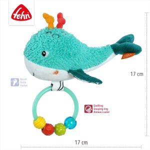 Fehn Perlenring Wal 043020 Jucarie pentru Bebelusi Ratusca cu Rattle si Materiale Moi - Img 5