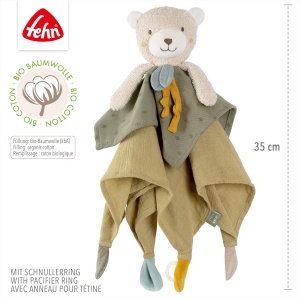 Fehn Schmusetuch Bear fehnNATUR 048063 Materiale Organice 35 cm Cu Inel Pentru Suzeta - Img 2