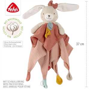 Fehn Schmusetuch Hase fehnNATUR 048070 Material Bio Cu Inel Pentru Suzeta 37 cm - Img 2