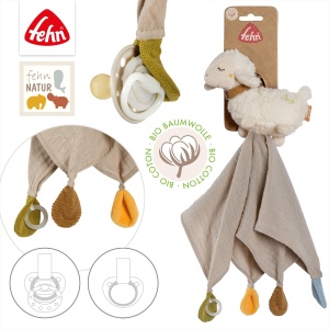 Fehn Schmusetuch Schaf Natur 046038 Material Organic Cu Prindere pentru Suzete - Img 5