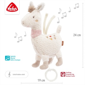 Fehn Spieluhr Lama Maya 058062 Jucarie muzicala pentru bebelusi lavabila 24 cm - Img 5
