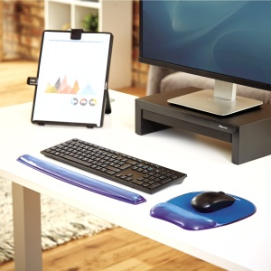 Fellowes Mouse Pad cu suport pentru incheietura mainii Cristale - cu umplutura cu gel moale - ergonomic - lavabil - pentru birou si birou de acasa, scoala si jocuri - culoare: albastru - Img 5
