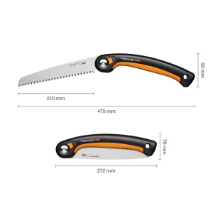 Ferastrau pliabil Fiskars Plus, pentru busteni si ramuri groase, 3 pozitii de taiere, lama cu dinti ascutiti, zimtare grosiera, lungime lama: 21 cm, negru/portocaliu, SW69, 1067553 - Img 6
