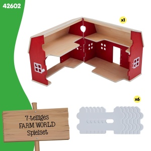 Ferma din lemn Schleich Farm World 42602 Set 7 piese cu grajd si garduri - Img 6