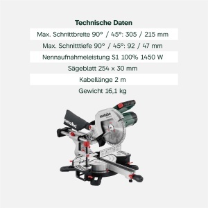 Feronerie de taiere Metabo KGS 254 M, cu functie de taiere precisa si 2 panze - Img 3