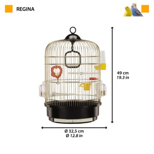 Ferplast Birdcage Regina canary cinteze zebra perusi din metal incl accesorii Stinghii Boluri rotative pentru mancare 325 x 325 x h 49 cm - Img 3