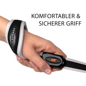 Ferplast ERGOCOMFORT Lesa scurta din nailon pentru caini maner ergonomic captuseala moale lungime 55 cm x 25 cm argintiu - Img 4