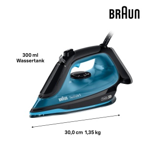 Fier de calcat Braun TexStyle 5 SI5256, 2600W, 300ml, NegruAlbastru - Img 2