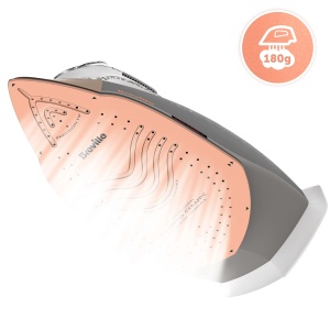 Fier de calcat cu abur Breville DiamondXpress | 2800 W | talpa multidirectionala din ceramica diamantata | Rezervor mare de apa de 400 ml | Auriu alb si roz [VIN420X] - Img 3